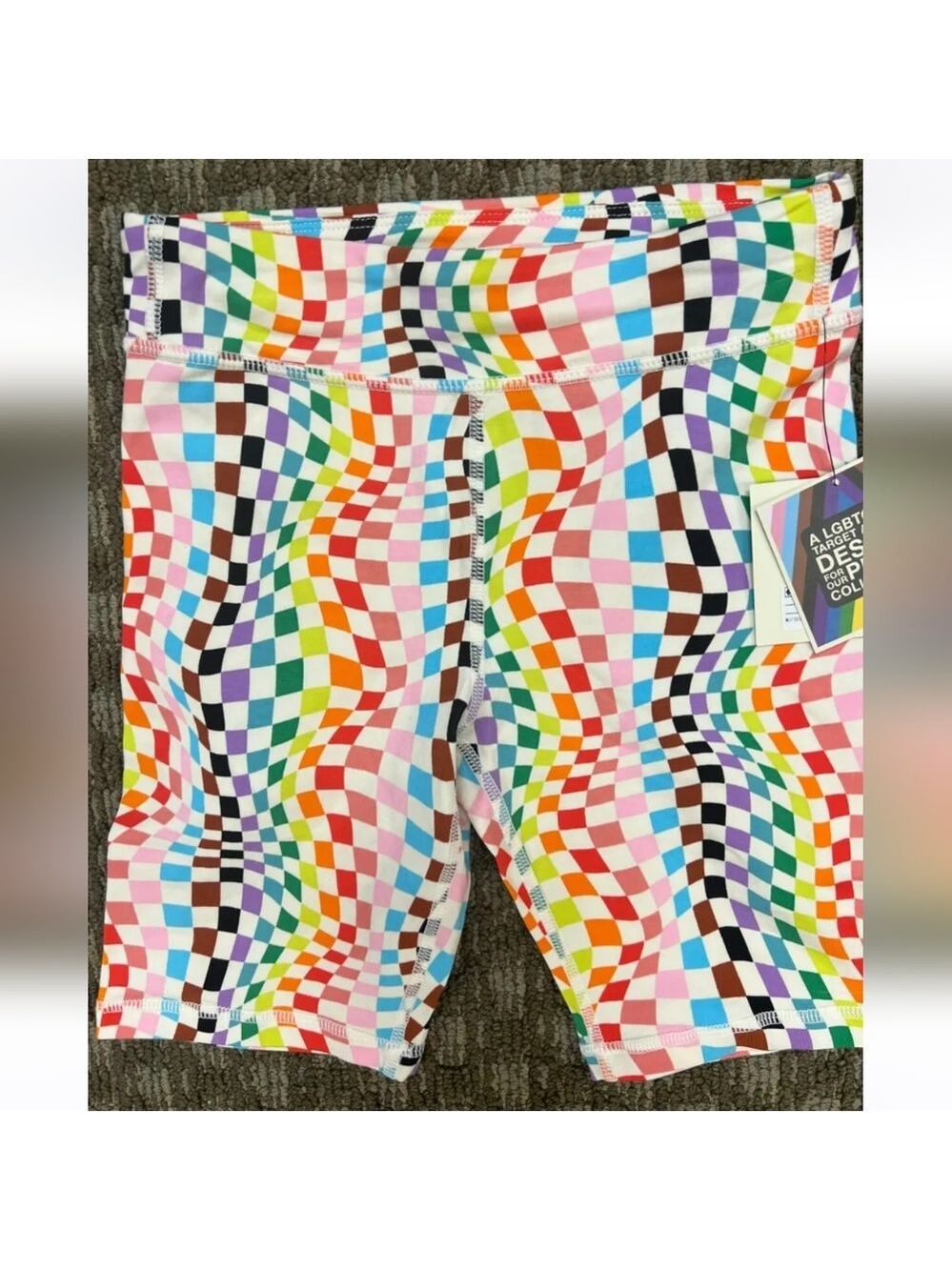 Rainbow colored checkered Pride Target Kid Biker Shorts NWT